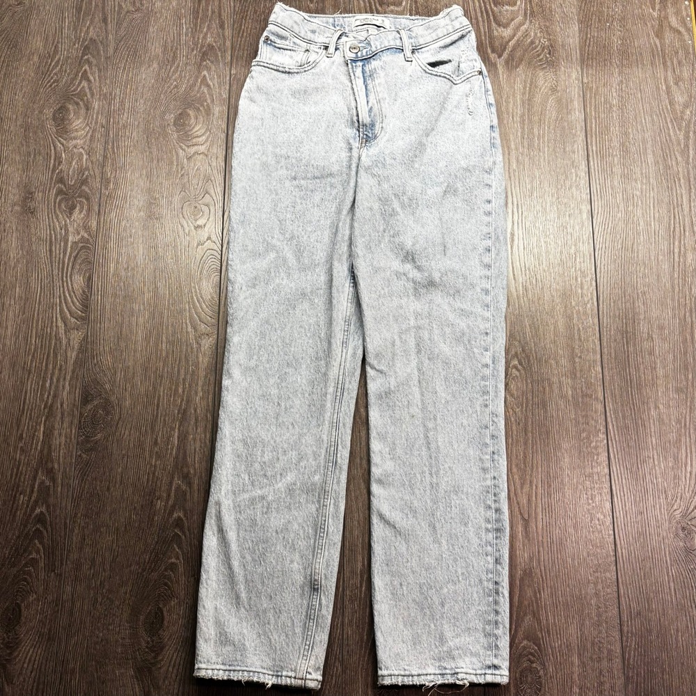 Abercrombie & Fitch 26 Curve Love The 90s Straight Ultra High Rise Jeans Acid